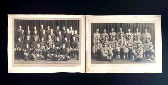 Two Signed Antique University of Michigan Sports Team Photographs (Baseball, Football)