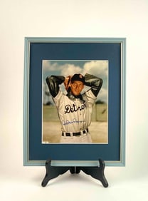 Signed Framed Photograph of "Prince Hal" Hal Newhouser (Detroit, Mi USA 1921-1955)