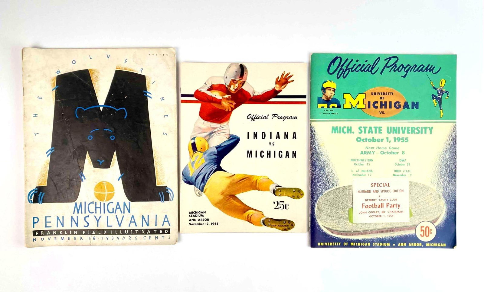 Vintage University of Michigan Football Programs (1939, 1948, 1955) (1 of 12)
