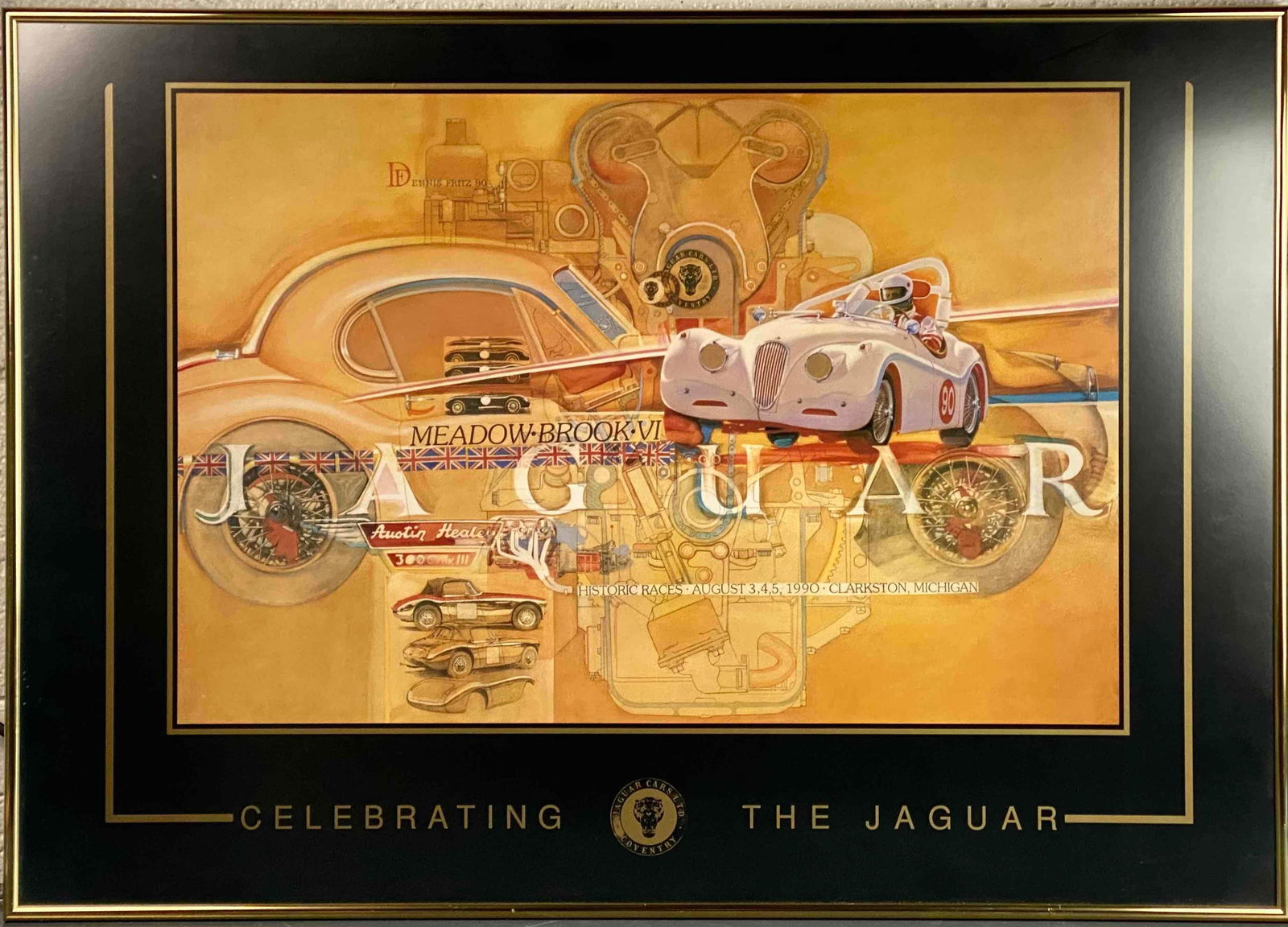 Meadow Brook VI Historic Races "Celebrating Jaguar" Poster c. 1990 (1 of 12)
