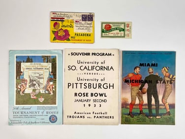 Mid Twentieth Century Rose Bowl and Orange Bowl Memorabilia (1933, 1952, 1954, 1955, 1965)
