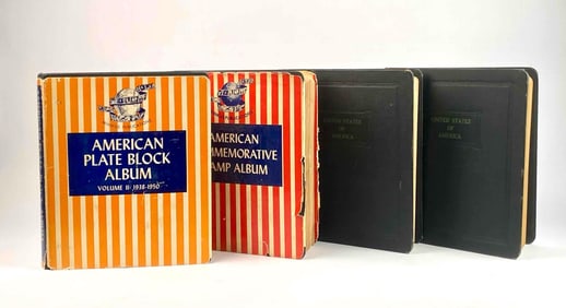 Collection of US Stamp Albums (American Commemorative Stamps, The American Plate Blocks)