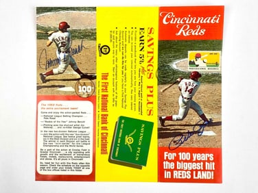 Signed 1969 Cincinnati Reds Centennial Anniversary Promotional Pamphlet (Johnny Bench, Pete Rose)