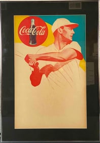 Framed and Matted Ted Williams Coca-Cola Poster