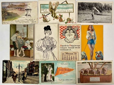 73 Early 1900s Americana, Holiday, Funny Vintage Post Cards, and Post Card Books