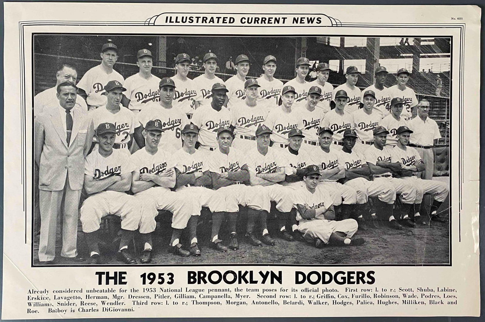 1953 Brooklyn Dodgers Illustrated Current Newspaper Cover (1 of 6)