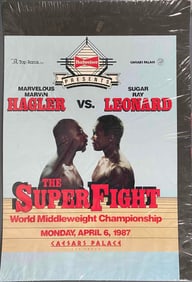 Marvelous Marvin Hagler vs Sugar Ray Leonard, "The Super Fight" April 6, 1987 Original Poster