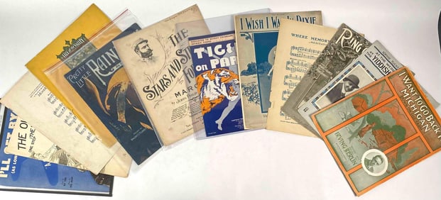 Twelve Vintage Sheet Music Books and Pages, Including Irving Berlin and Sousa