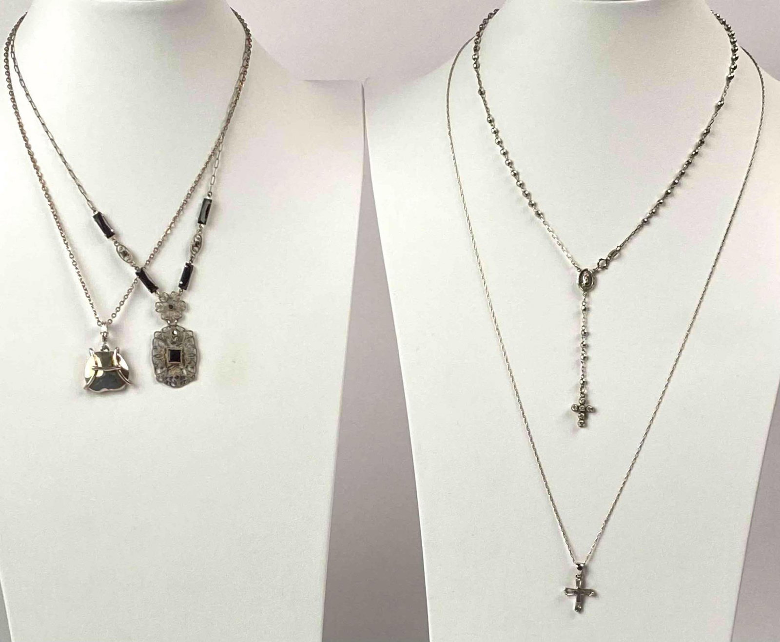 Four Sterling Silver Necklaces, Including two Cross Necklaces (1 of 10)