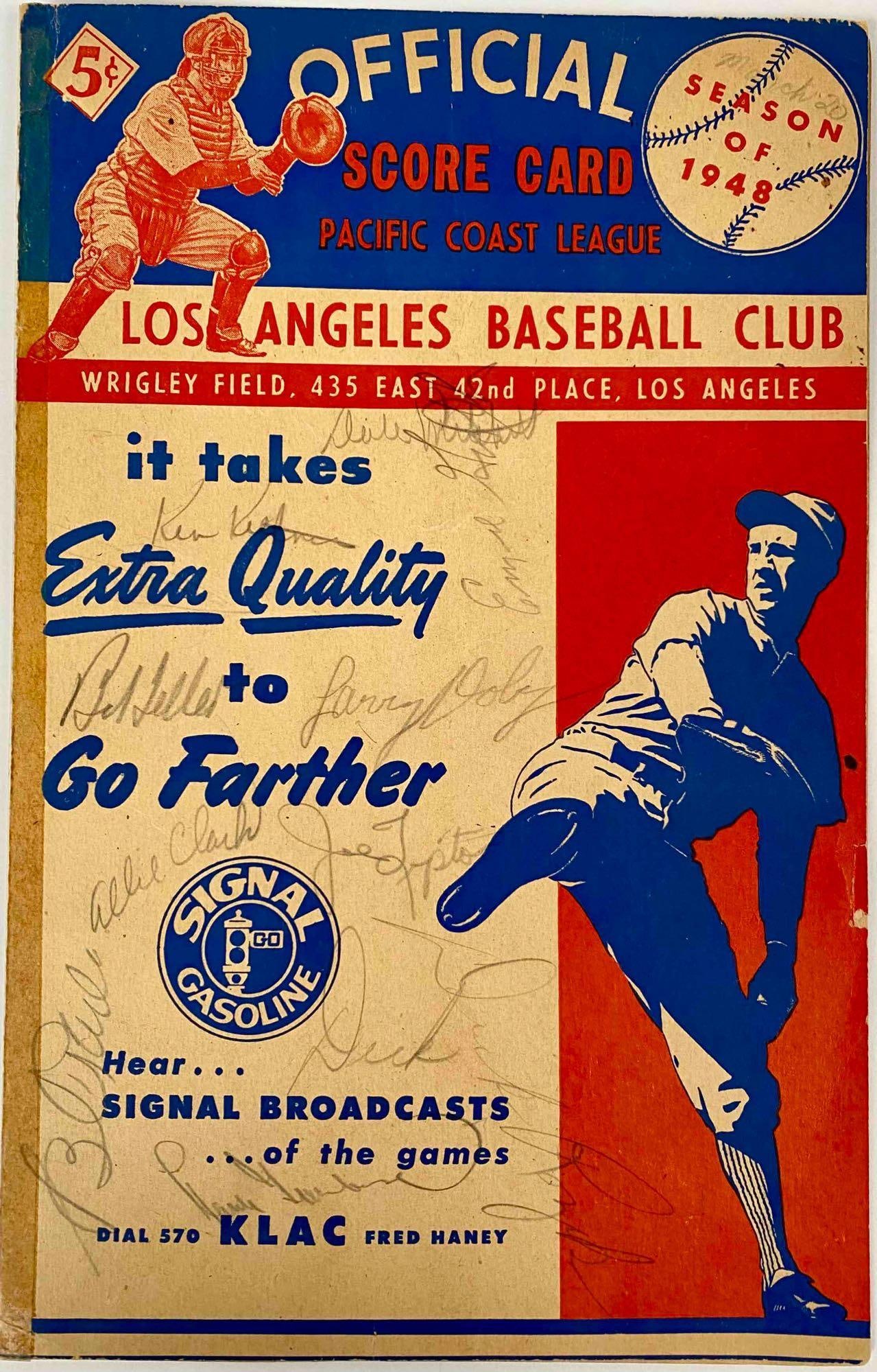 Autographed Official Score Card, Cleveland Indians vs New York Giants, 1948 (1 of 4)