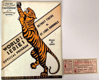World Series Official Program and Ticket, Detroit Tigers vs St Louis Cardinals, 1934