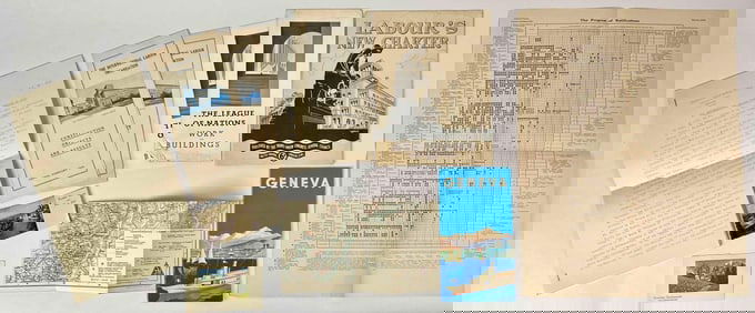 Geneva Maps and International Labour Organisation Documents ca 1937