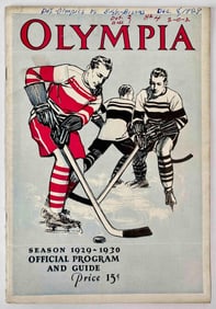 Detroit Olympia Official Hockey Program and Guide for 1929-1930 Season