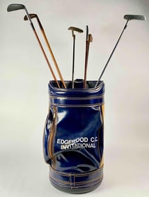 Vintage Dunlap Golf Bag and Six Golf and Putt-Putt Clubs