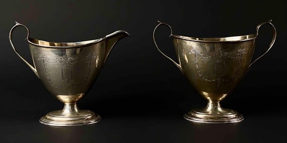 Sterling Silver Georgian Antique Milk and Sugar Set