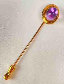 Vintage 10k Gold and Purple Hat Pin