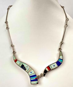 Vintage Harold Smith Sterling Silver Multi-Stone Necklace