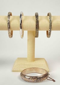 Five Sterling Silver Bangle Bracelets, Including Danecraft