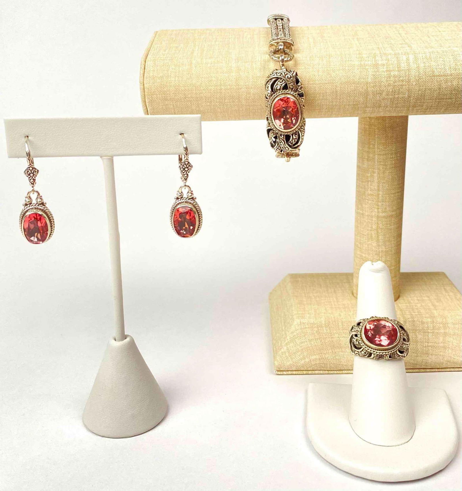 Bali Sarda Sterling Silver Oval Faceted "Always True Rose" Mystic Quartz - Earrings, Ring, Bracelet (1 of 11)