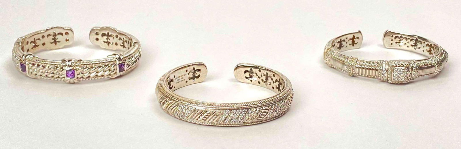 Three Judith Ripka Sterling Silver and Cubic Zirconia Hinge Bracelets (1 of 10)