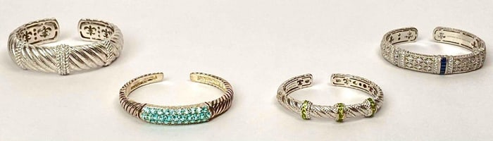 Four Sterling Silver and Stainless Steel Hinge Bracelets - Includes Three Judith Ripka