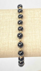 14k Gold and Black Onyx Hand-Tied Bracelet