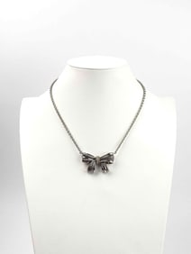 18K Gold, Diamond, and Sterling Silver Bow Necklace (Andrea Candela)