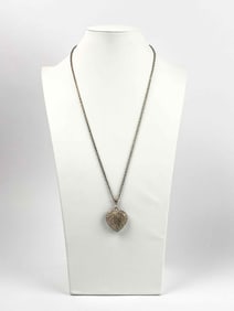 Sterling Silver Filigree Heart Shaped Pendant Necklace