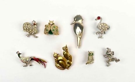 Group of Animal Themed Brooches