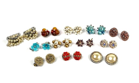 Group of Vintage Costume Jewelry Earrings