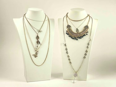 Group of Silver Toned Necklaces