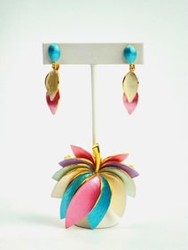 Park Lane Pastel Enamel Earrings and Brooch