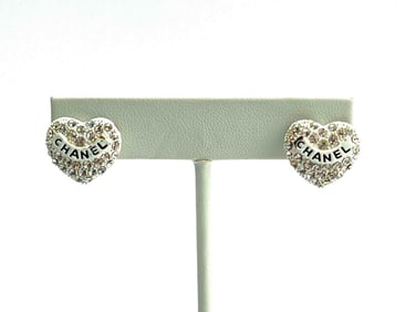 Chanel Heart Shaped Costume Jewelry Earrings