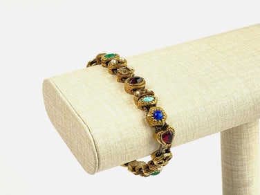 Goldette NY Jewel Glass Slide Charm Bracelet