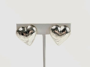Sterling Silver Heart Shaped Stud Earrings