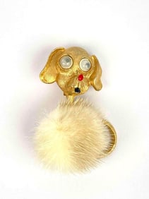 Vintage Jonette Jewelry Dog Gold Toned Brooch