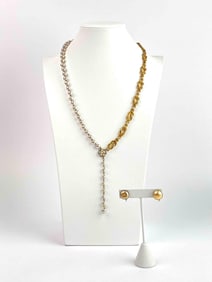 Miriam Haskell Faux Pearl Necklace and Earring Set