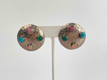 Mexican Sterling Silver and Gemstone Earrings