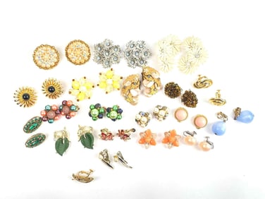 Group of Vintage Costume Jewelry Earrings