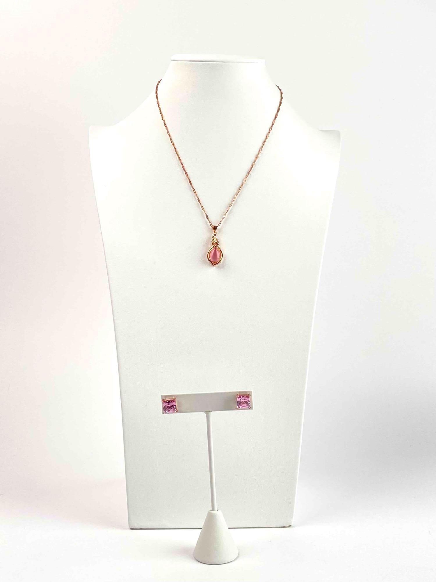 Sterling Silver and Rose Quartz Necklace and Earrings Set (1 of 12)