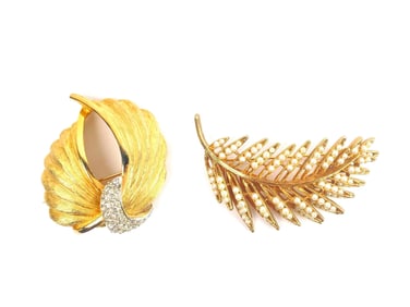 Two Mid Century Costume Jewelry Brooches (BSK, Redo)