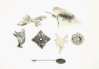 Group of Sterling Silver Brooches
