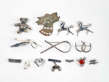Group of Sterling Silver Brooches