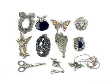 Group of Metal Jewelry (Pewter, Silver Star, JJ, Ms. Dee)