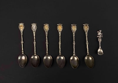 Antique Sterling Silver Italian Espresso Spoons and Salt Spoon