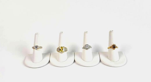 Four Costume Jewelry Rhinestone Rings