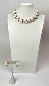 Lisner White Feather Jewelry Set