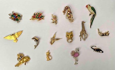 Vintage Animal Brooches and Rhinestone Cat Pendant (JJ, Coro, Loree Rodki, and MORE)
