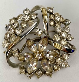 Vintage Flower Rhinestone Brooch (Coro Craft)