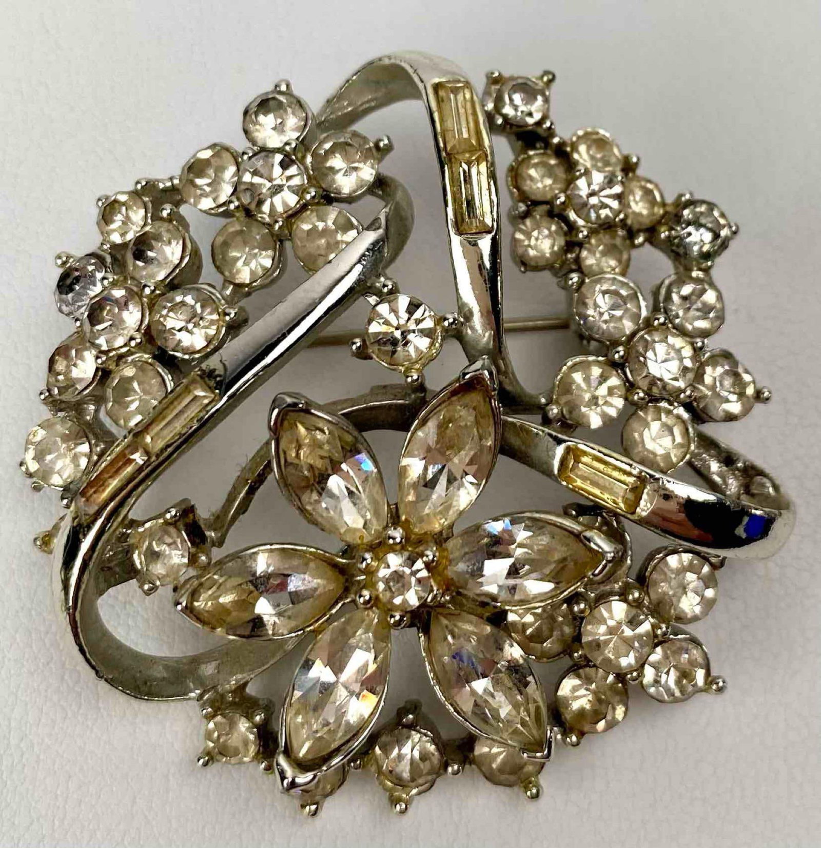 Vintage Flower Rhinestone Brooch (Coro Craft) (1 of 6)